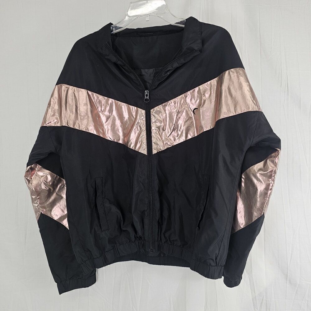 Zyia Active Jacket Womens L Pink Shine Block Windbreaker Rose Gold